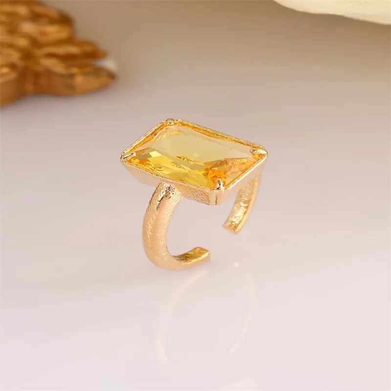 Elegant 18K Yellow Gold plated Simulated Yellow Sapphire Ring Adjustable