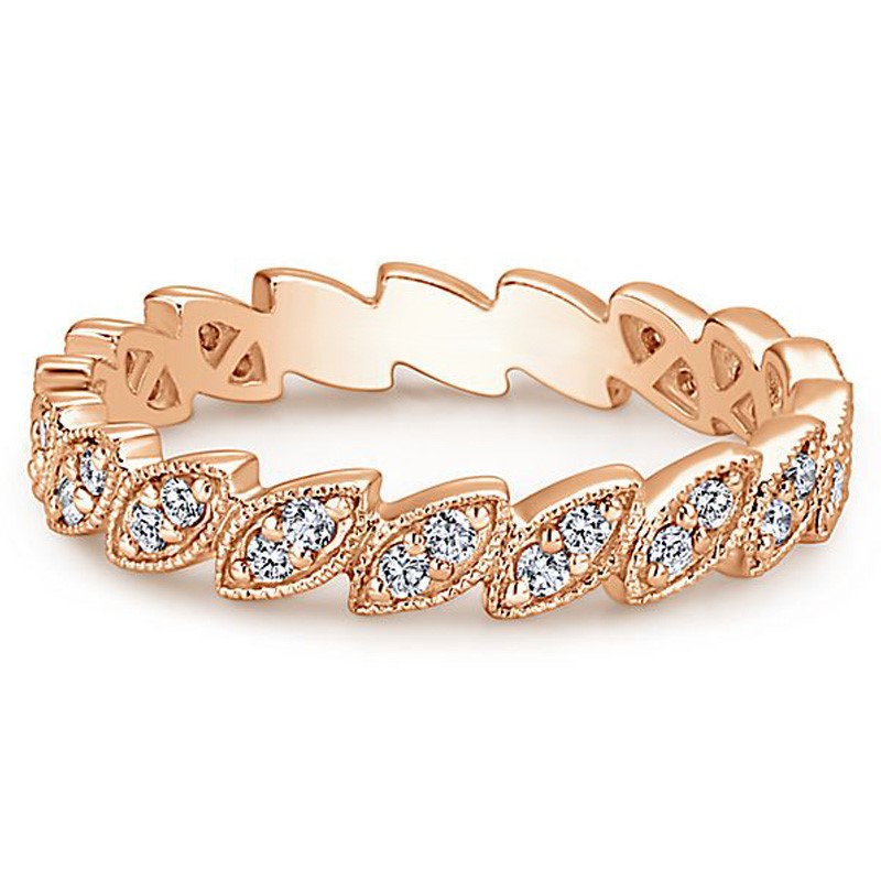 18K Rose Gold Plated Design Simulated Diamonds and White CZ Ring Size 7