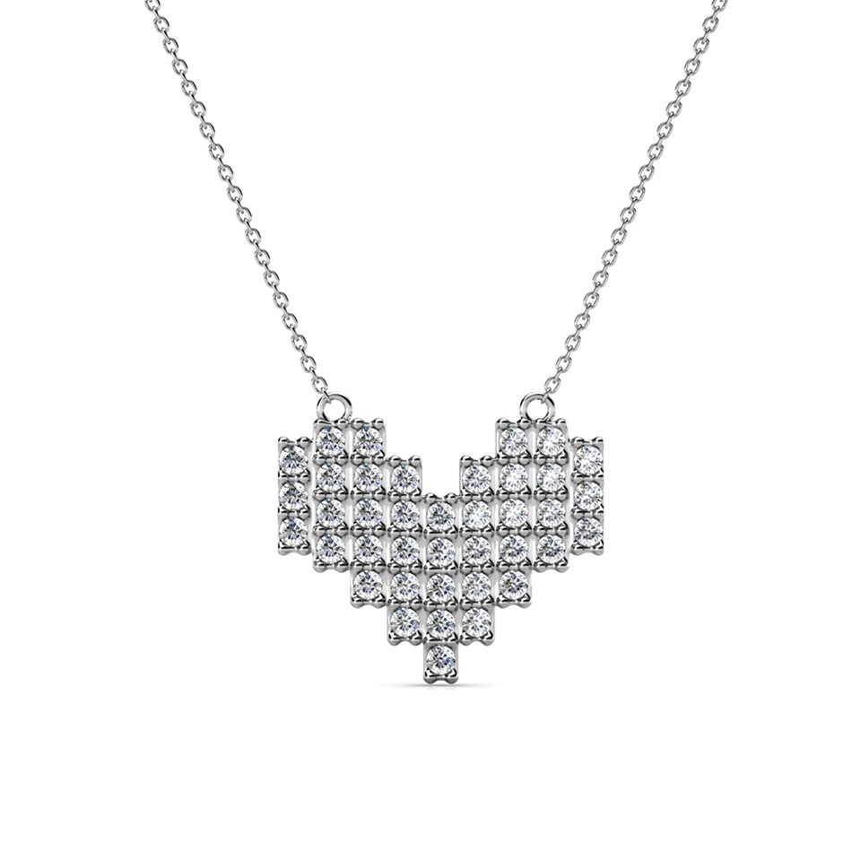 Elegant 18K White Gold plated Diamonds Simulants Necklace