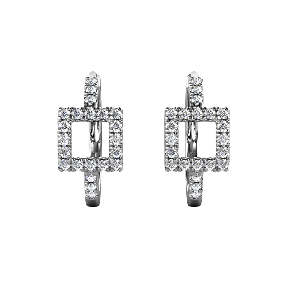 Elegant 18K White Gold plated Diamonds Simulants earrings