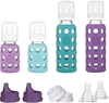 LIFEFACTORY Baby Mixed Starter 4-Bottle Set, Mint/Lavendar/ Kale/Grape, 2 x