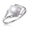 Genuine 9ct  White gold Natural  Diamond &White Button Pearl  Ring  Size 7