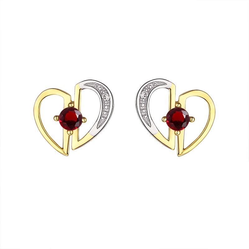 Genuine 9ct Yellow gold Luxury Diamond & Natural Ruby Studs Earrings
