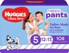 HUGGIES Ultra Dry Nappy Pants Boy, Size 5 (12-17kg), 108 Count (2 Packs of