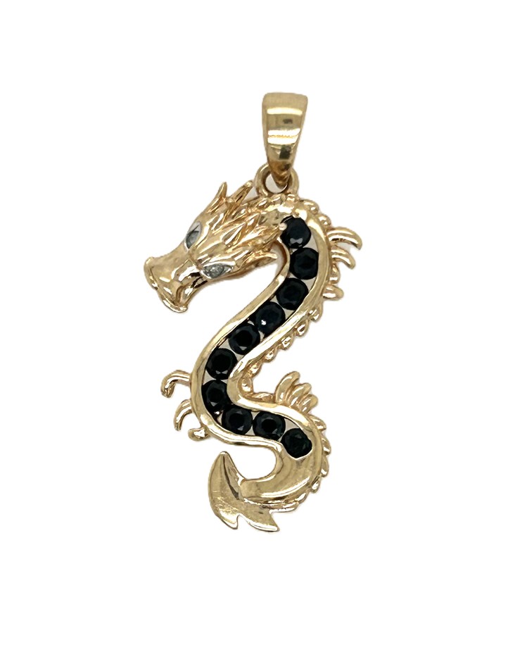 9ct Yellow Gold Blue Sapphire Dragon Pendant Auction (0105-2559634 ...