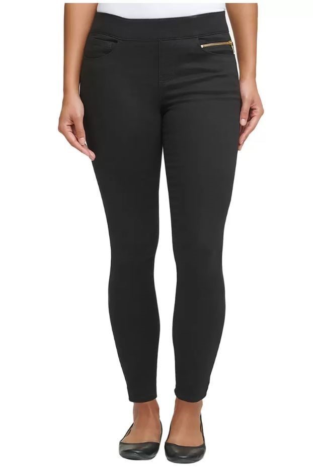 2 x ANDREW MARC Women's Pull On Gold Zip Pant, Size 6, Cotton/Polyester, Bl