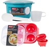 ASSORTED CONTAINER BUNDLE: 1 x DECOR Microwave Steam Egg Poacher, Red (Chip