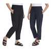 2 x SIGNATURE Women's Ankle Pants, Size XL, 87% Polyester, Black & Navy, 77