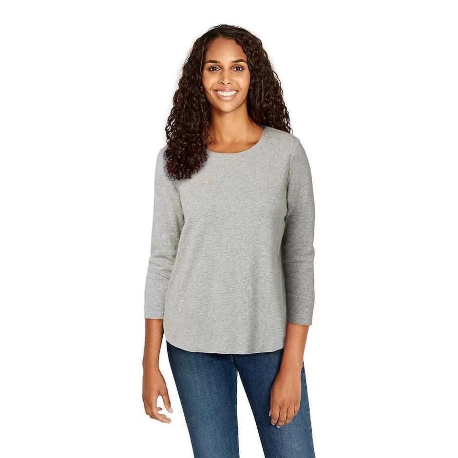 2 x SIGNATURE Women's 3/4 Sleeve Slub Tees, Size S, 100% Cotton, Grey. Buy