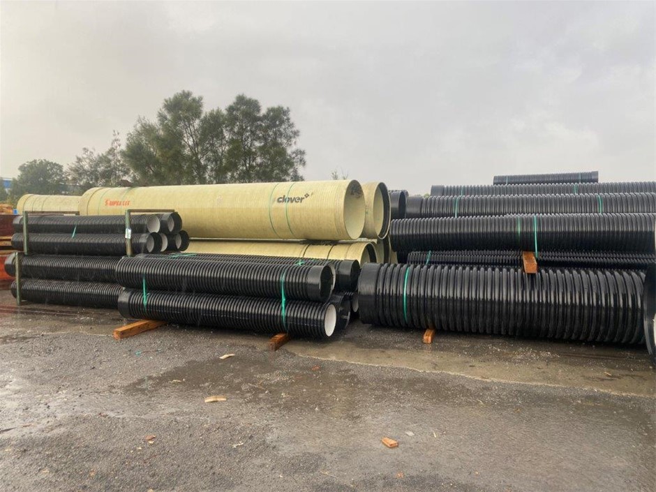 Large Quantity of Assorted StormPro/Clover GRP Stormwater Piping ...