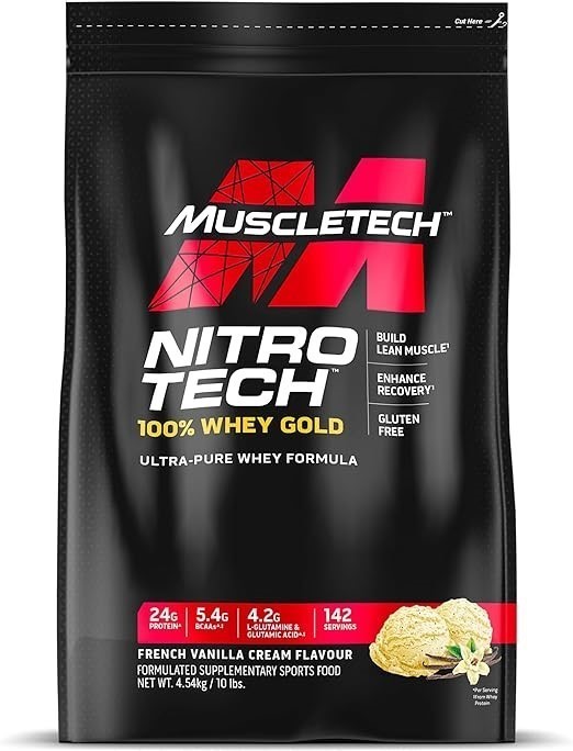 MUSCLETECH Nitro-Tech Whey Gold Protein Powder, French Vanilla Cream ...