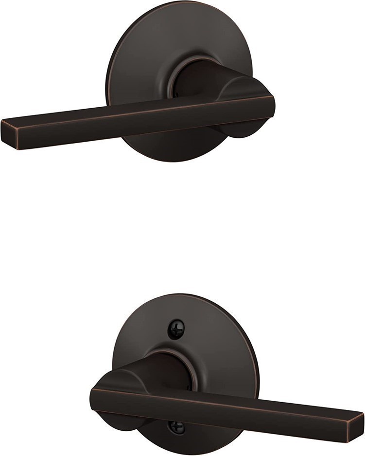 SCHLAGE Latitude Passage Lever, Aged Bronze.