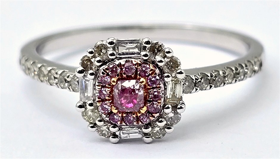 No Reserve Pink Diamond 18 Carat White Gold Jewellery