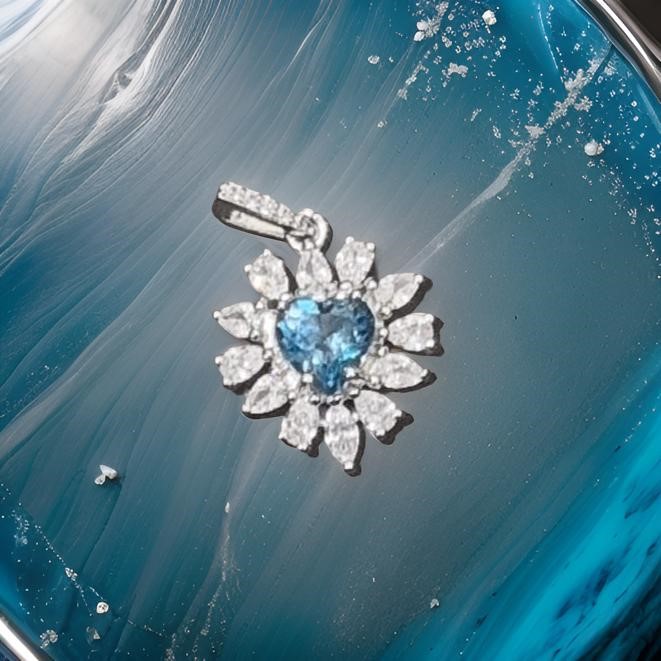 18k White Gold Vermeil 7*7mm natural topaz pendant