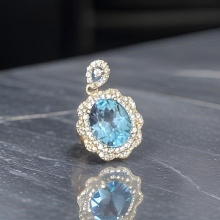 18k Yellow Gold Vermeil 8*10mm natural topaz pendant