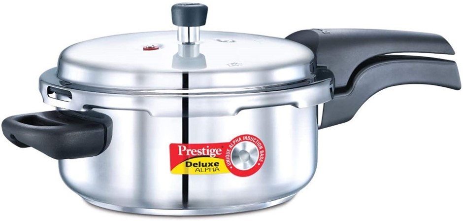 PRESTIGE Alpha Deluxe Induction Base Stainless Steel Pressure Cooker, 3L.