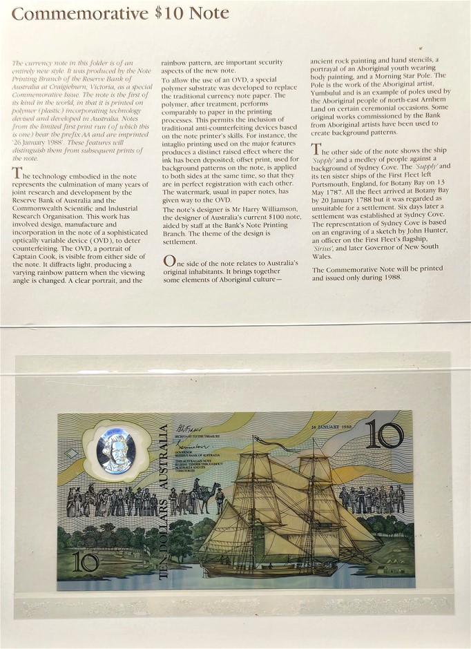 AUSTRALIAN FIRST POLYMER $10 BANKNOTE Auction (0010-2561404) | Grays ...