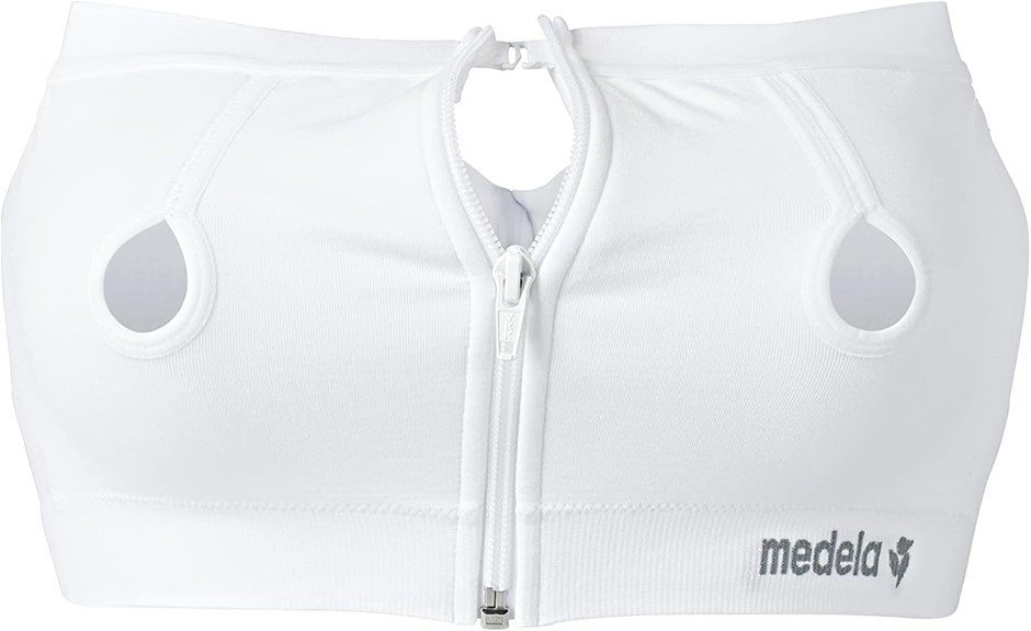 MEDELA Easy Expression Bustier, Hands-Free Pumping Bra, White, Large.