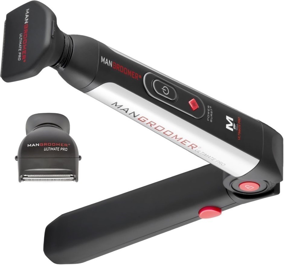 MANGROOMER Ultimate Pro Back Shaver, w/ 2 Shock Absorber Flex Heads, Power