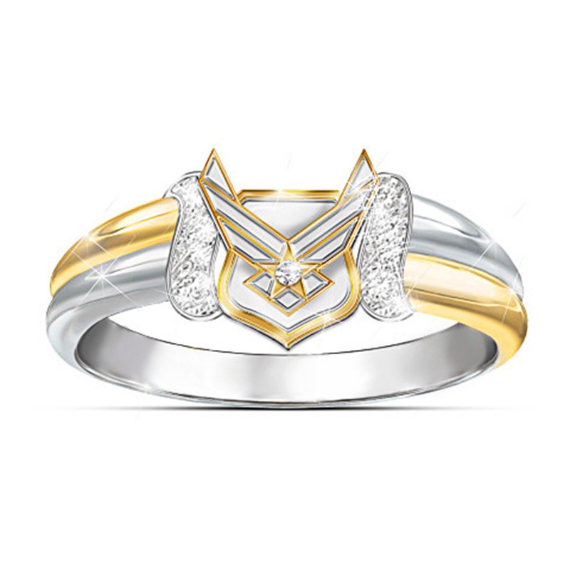 Elegant 18K White and Yellow Gold plated Simulated Diamond Ring Size 7