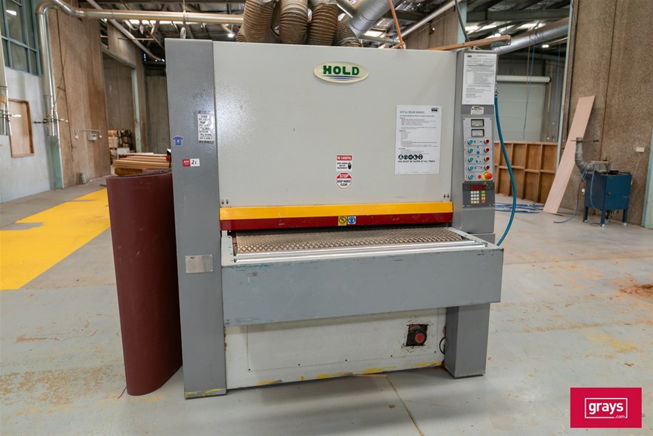 2010 HOLD MM2130 Double Drum Wide Belt Sander with Feed Table