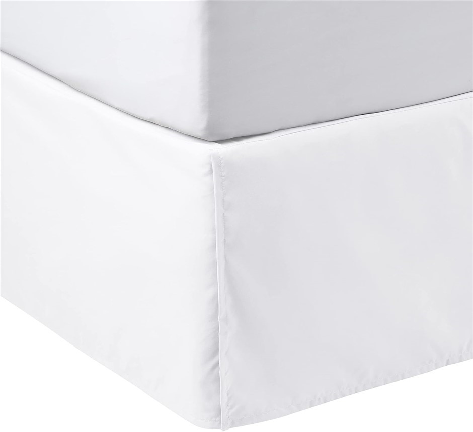 AMAZON BASICS Lightweight Pleated Bed Skirt - Queen, Bright White.