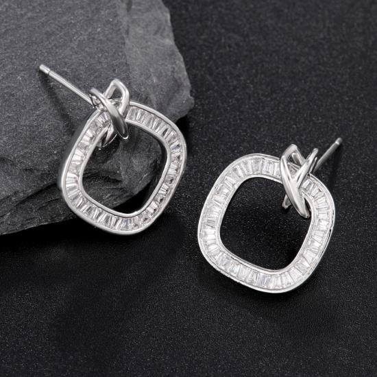 Elegant 18K White Gold Plated Simulated Diamond Earrings