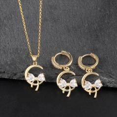 Elegant 18K Yellow Gold Plated Simulated Diamond Set