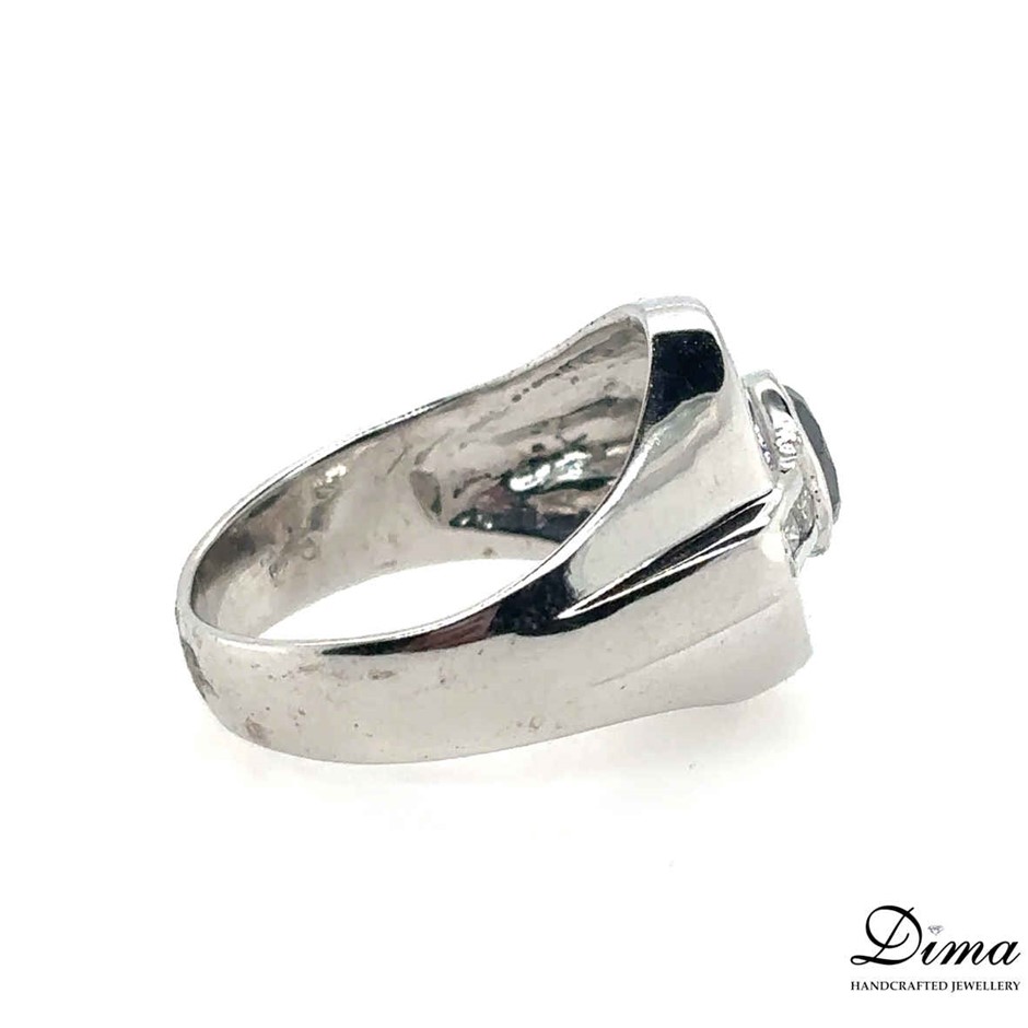 Bespoke 9ct White Gold 0.84ct Black Diamond Ring