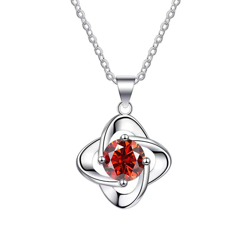 Real Gold Vermeil-GRA-certified 1.00  Carat VVS1 Red Moissanite Necklace