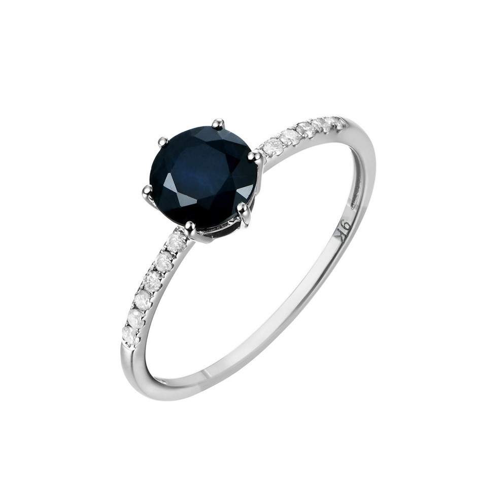 One Ladies 9ct White Gold Diamond and Sapphire Dress Ring Auction