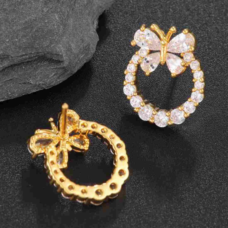 Elegant 18K Yellow Gold plated Simulated Diamond Earrings