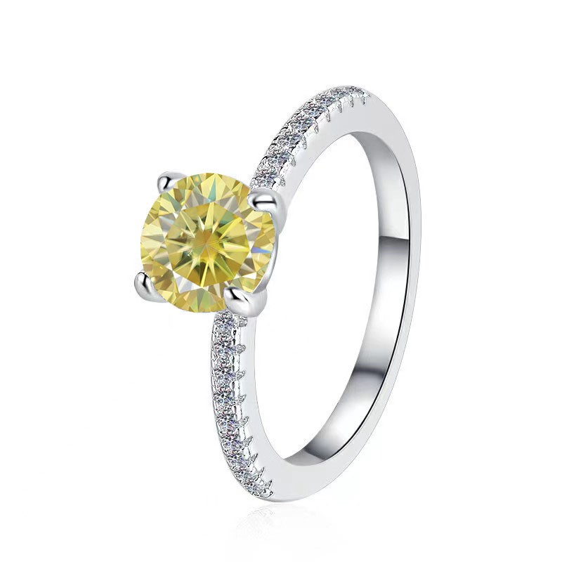 GRA-Certified 2.00-Carat Yellow Moissanite Ring Size 8