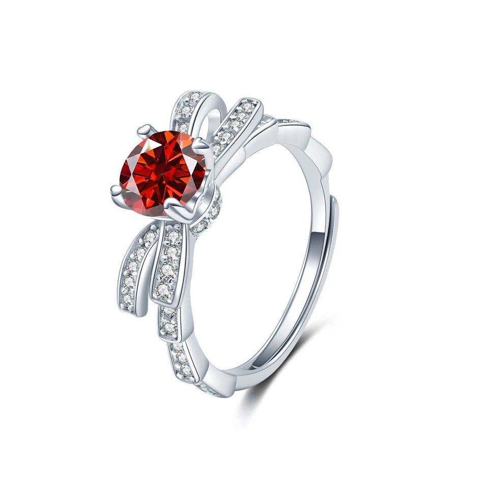 GRA-Certified 1.00-Carat Red Moissanite Ring Size 7