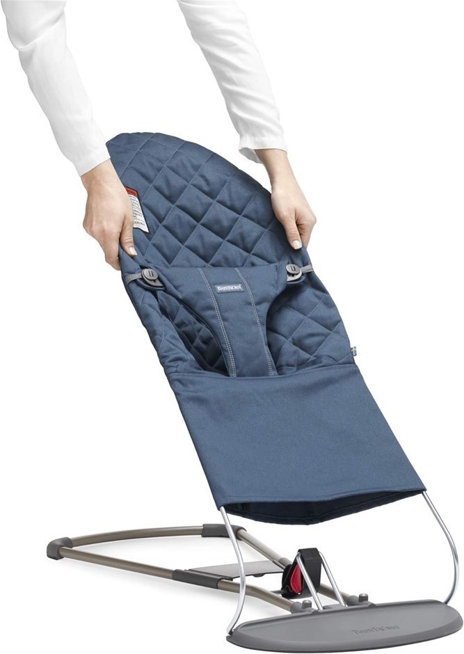 BABYBJORN Fabric Seat For Baby Bouncer, Classic Quilt, Cotton, Midnight Blu
