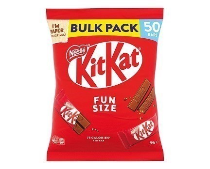 2 x Bag of 50pc NESTLE Kitkat Bulk Pack, 700g. NB: Damaged packaging & appr
