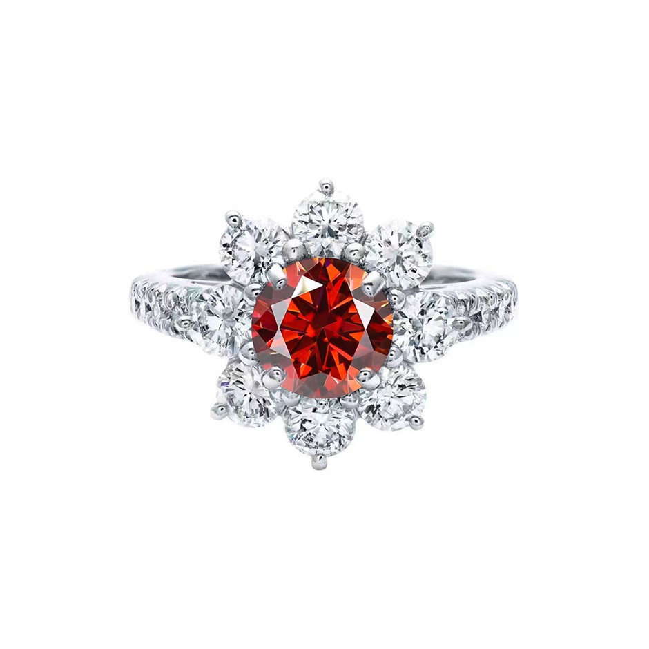 GRA-certified 1.00-Carat Red  Moissanite Ring Size 7