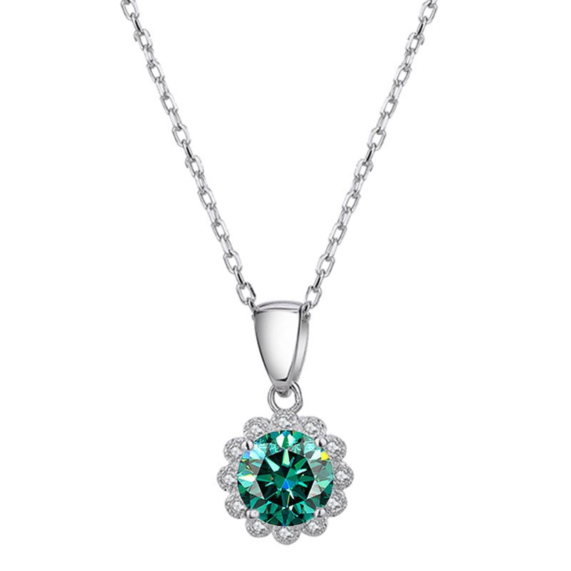 GRA-certified 1.00  Carat Green Moissanite Necklace