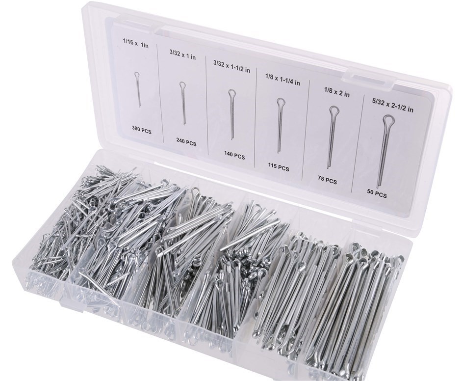 1000pc Cotter Pin Assortment. Sizes; See Image.