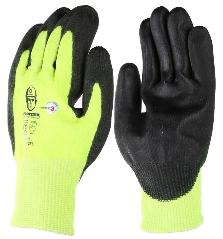 12 Pairs x Hi-Vis PU Coat General Purpose Gloves, Size 2XL, Cut Level 3.