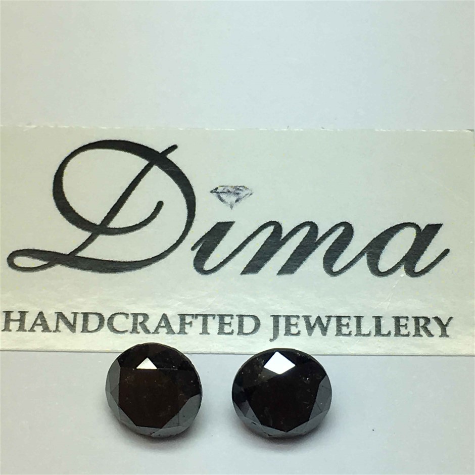 Two Stones Black Diamond Round 3.78ct