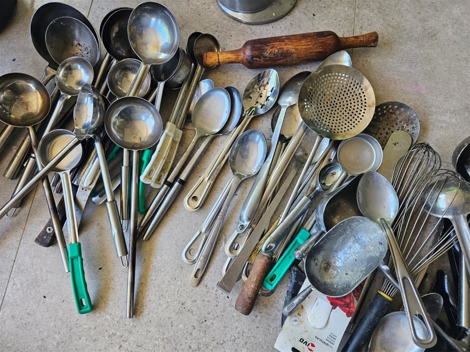 Crate of Assorted Cooking Utensils