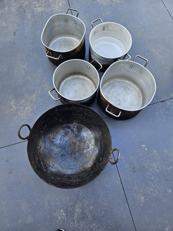 4x Commercial Bulk Cooking Heavy Duty Stock Pots and Wok