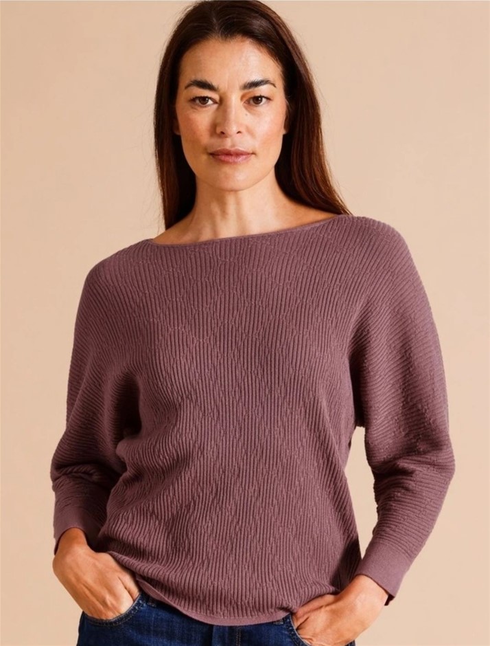 REGATTA Viscose Blend Magyar Sleeve Boat Neck Jumper, Size 8, Wildberry NB: