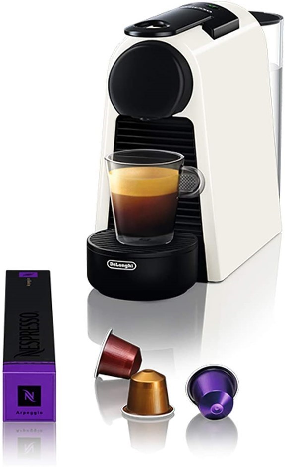 DE'LONGHI Essenza Mini Coffee Machine, Includes Coffee Pods, Colour: White.