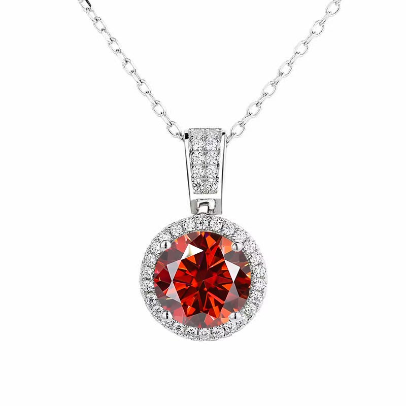 GRA-certified 1.00 Carat Red Moissanite Necklace