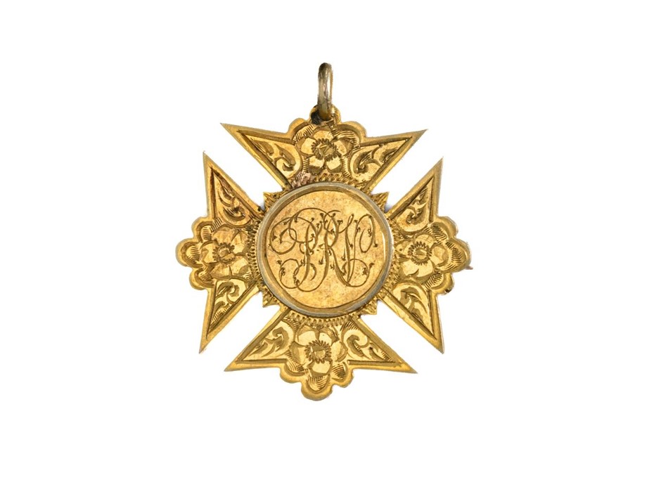 1904 NZ Popotunoa R.V. 9Ct gold fob medal