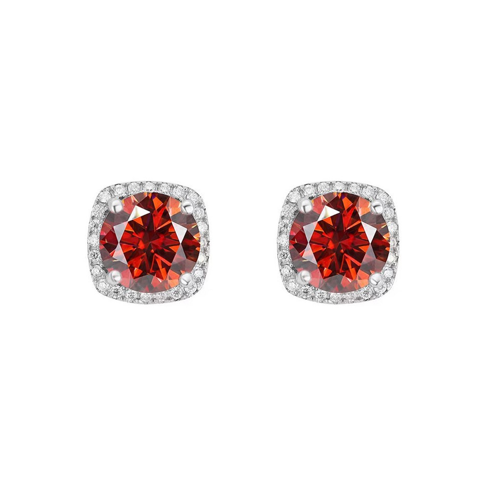GRA-Certified 2.00-Carat Red Moissanite Earrings