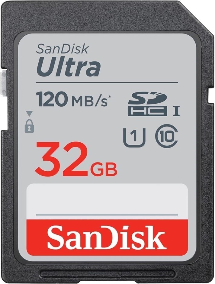 SANDISK Ultra SDHC Class 10 Memory Card, 32GB. NB: Damaged packaging