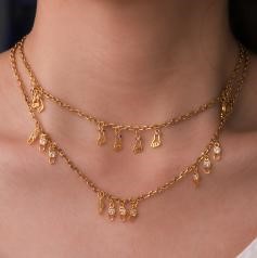 Elegant 18K Yellow Gold plated Simulated Diamond Necklace